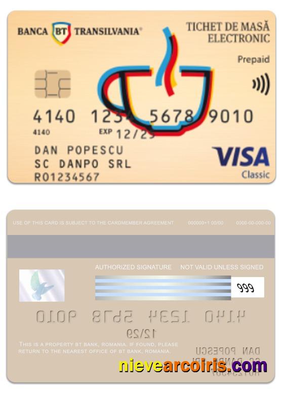 Romania BT Bank visa prepaid classic card